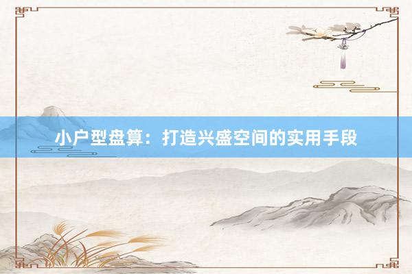 小户型盘算：打造兴盛空间的实用手段